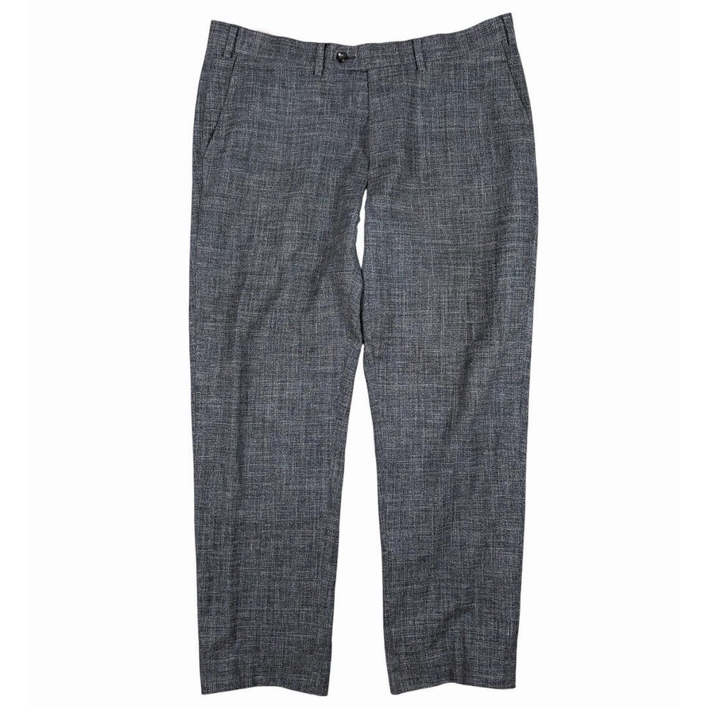 Suitsupply Pants Mens 35x27 Gray Brescia Int Wool Silk Linen Flat Front Summer